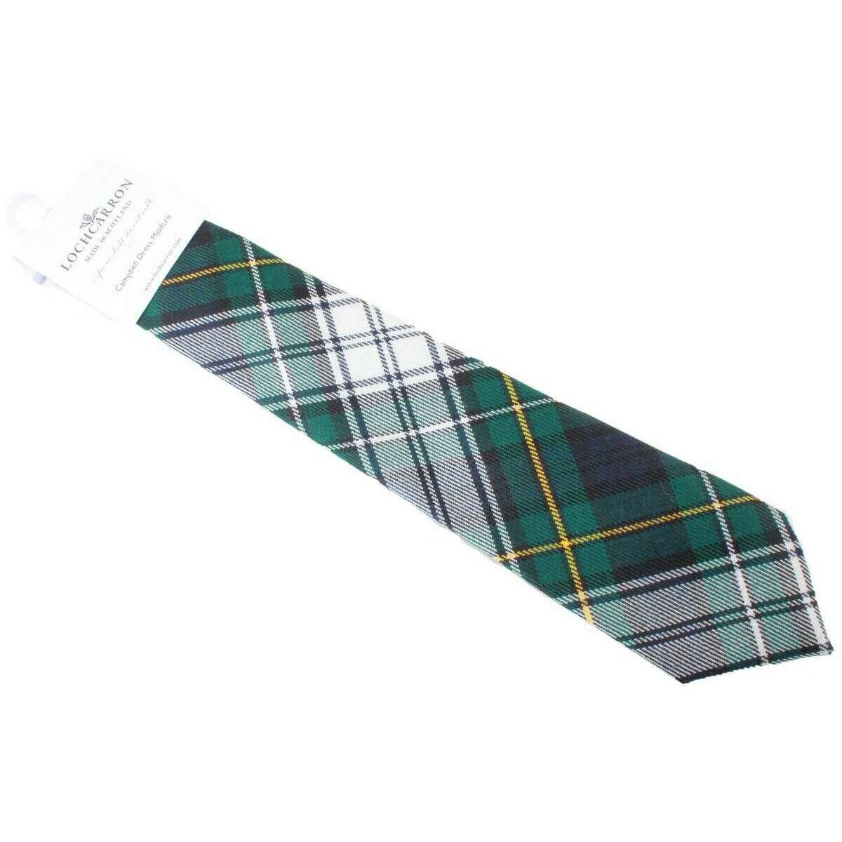 Locharron of Scotland Reiver Campbell Dress Modern Tartan Tie - White/Green/Navy - Image 3