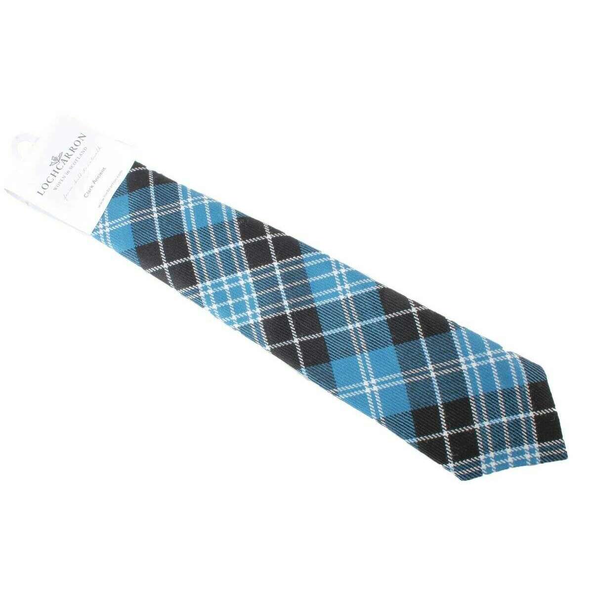 Locharron of Scotland Reiver Clark Ancient Tartan Tie - Blue/Black/White - Image 3