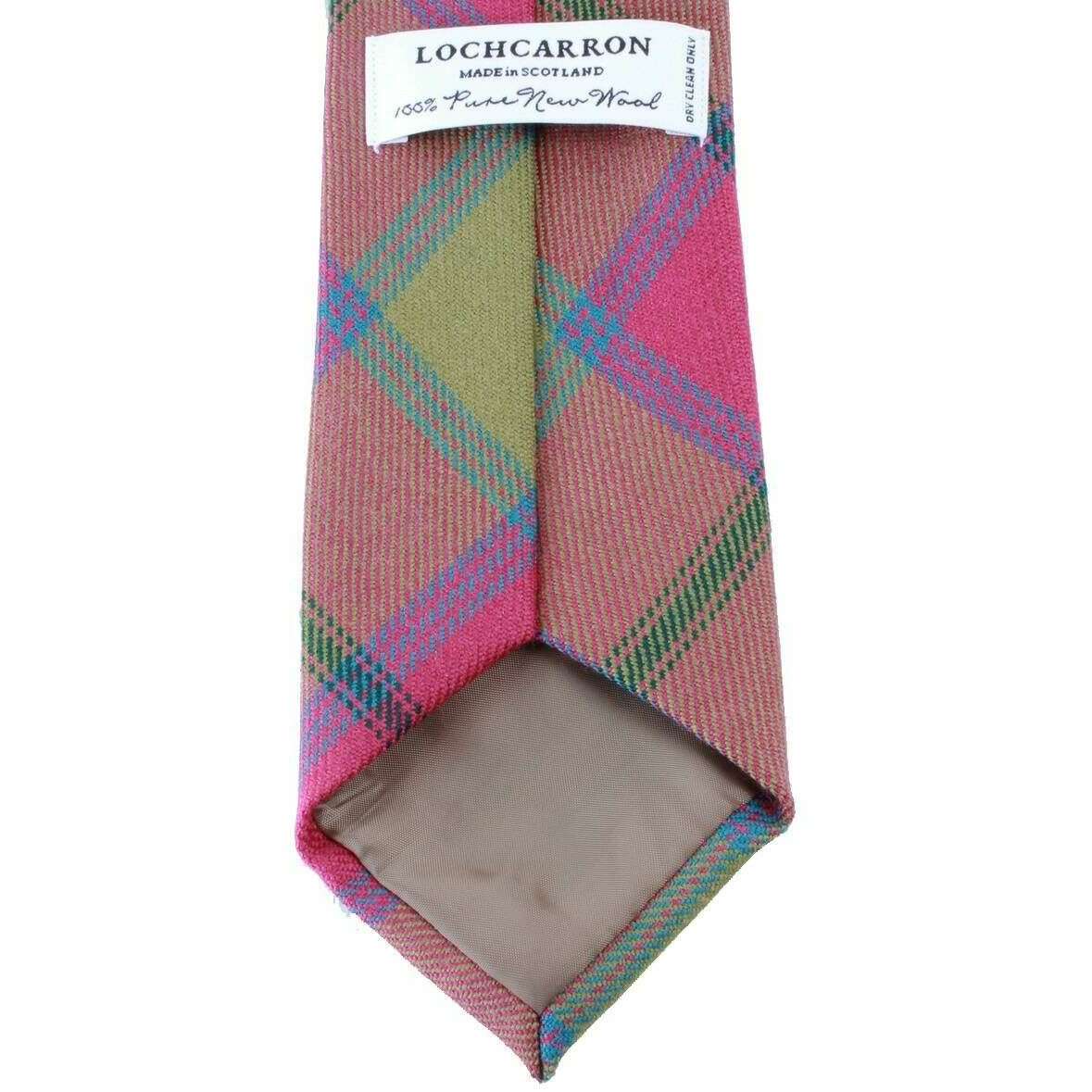 Locharron of Scotland Reiver Connaught Irish Tartan Wool Tie - Pink/Green/Blue - Image 2
