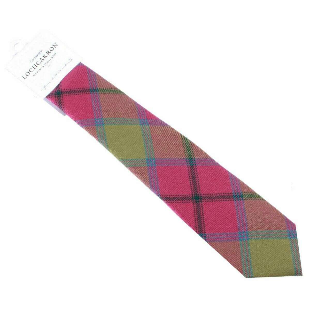 Locharron of Scotland Reiver Connaught Irish Tartan Wool Tie - Pink/Green/Blue - Image 3