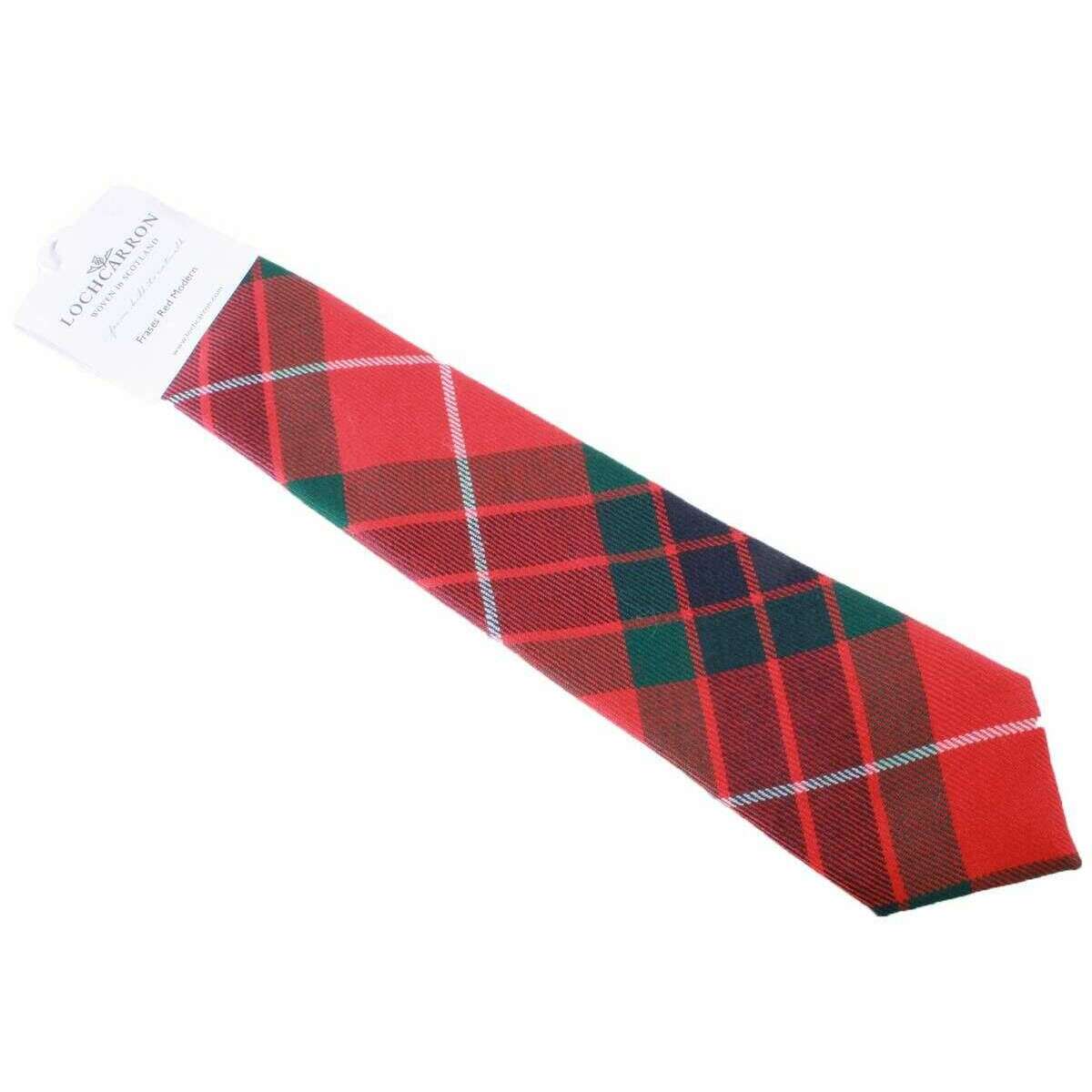 Locharron of Scotland Reiver Fraser Modern Tartan Tie - Red/Green/White - Image 3
