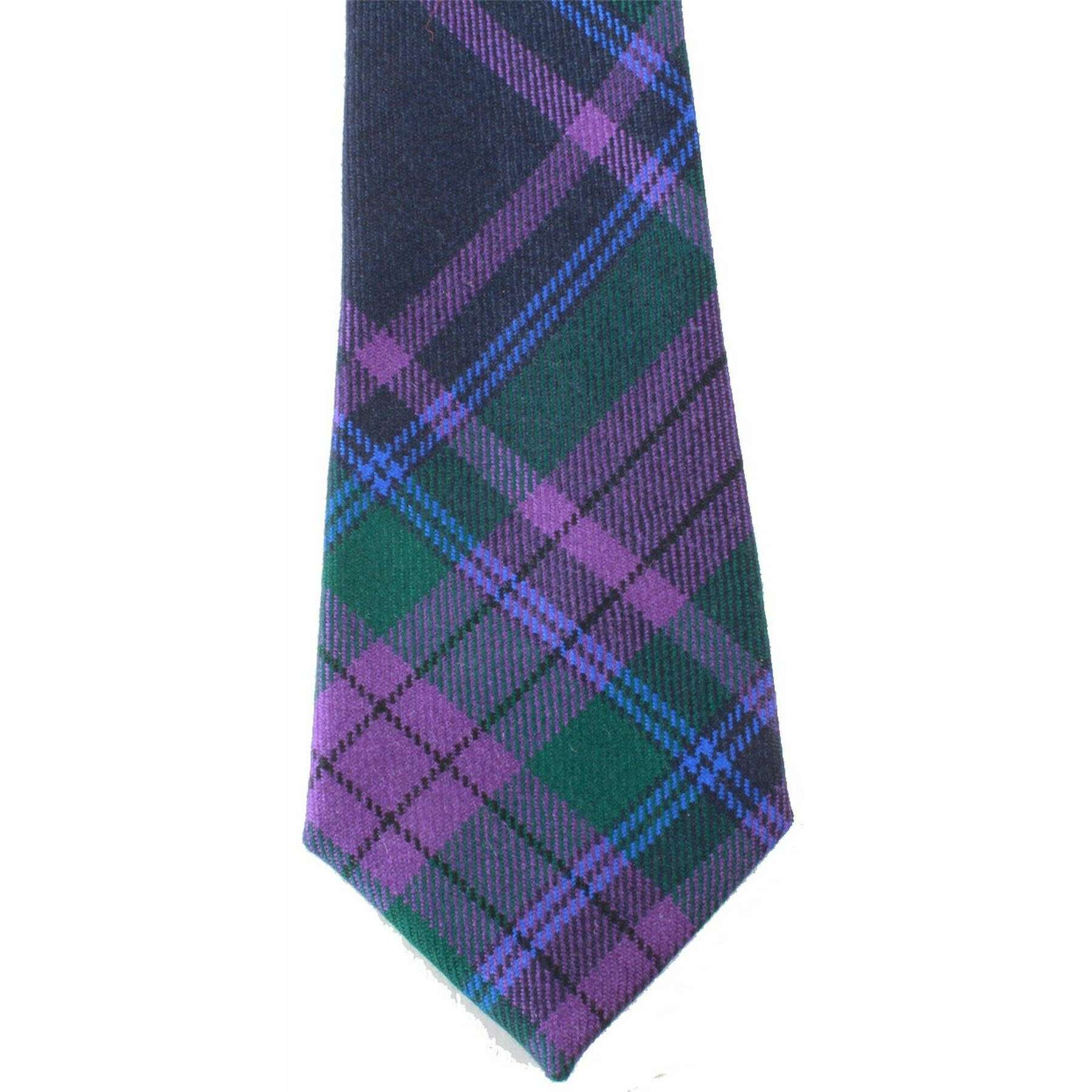 Locharron of Scotland Reiver Spirit of Scotland Modern Tartan Tie - Green/Lilac Purple