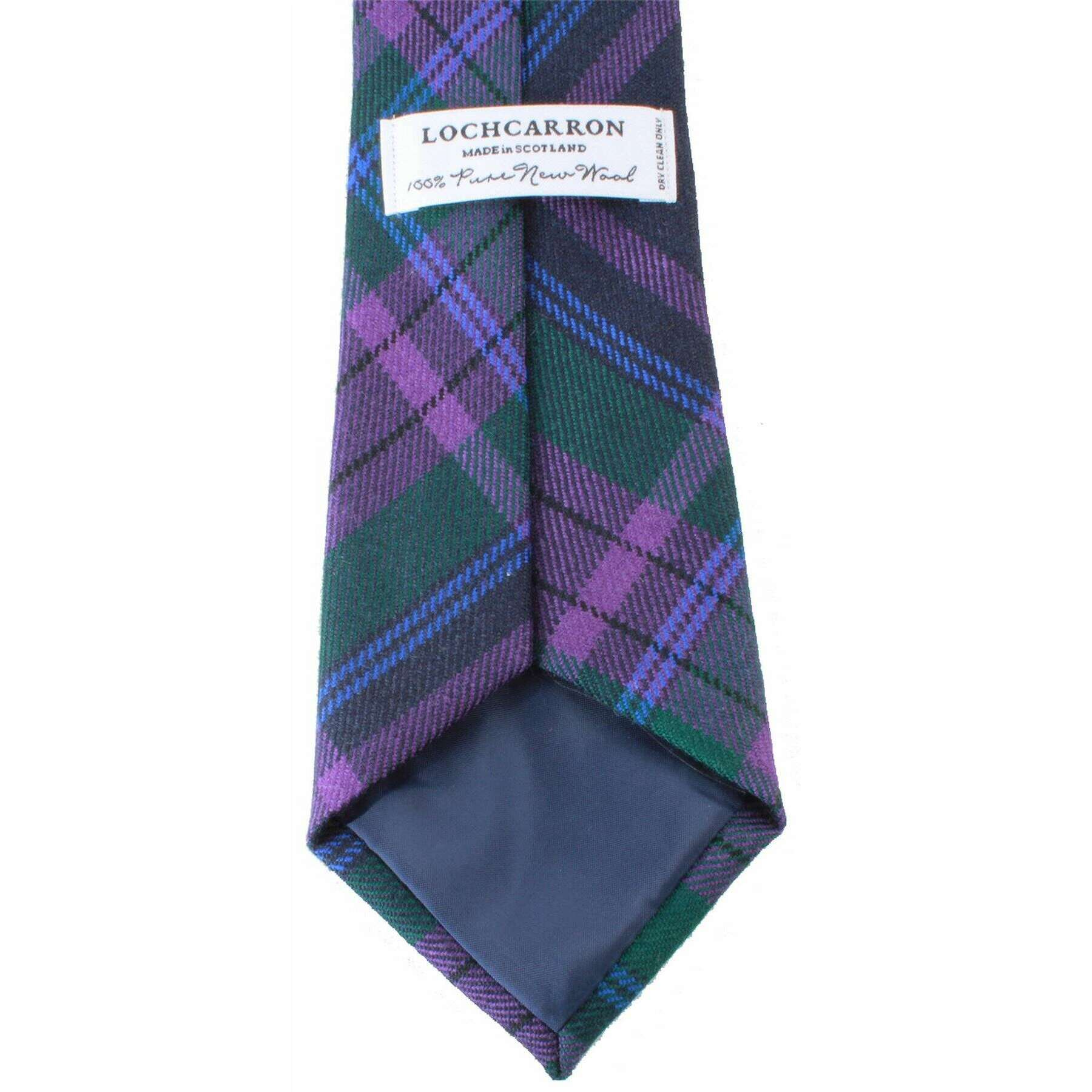 Locharron of Scotland Reiver Spirit of Scotland Modern Tartan Tie - Green/Lilac Purple - Image 2