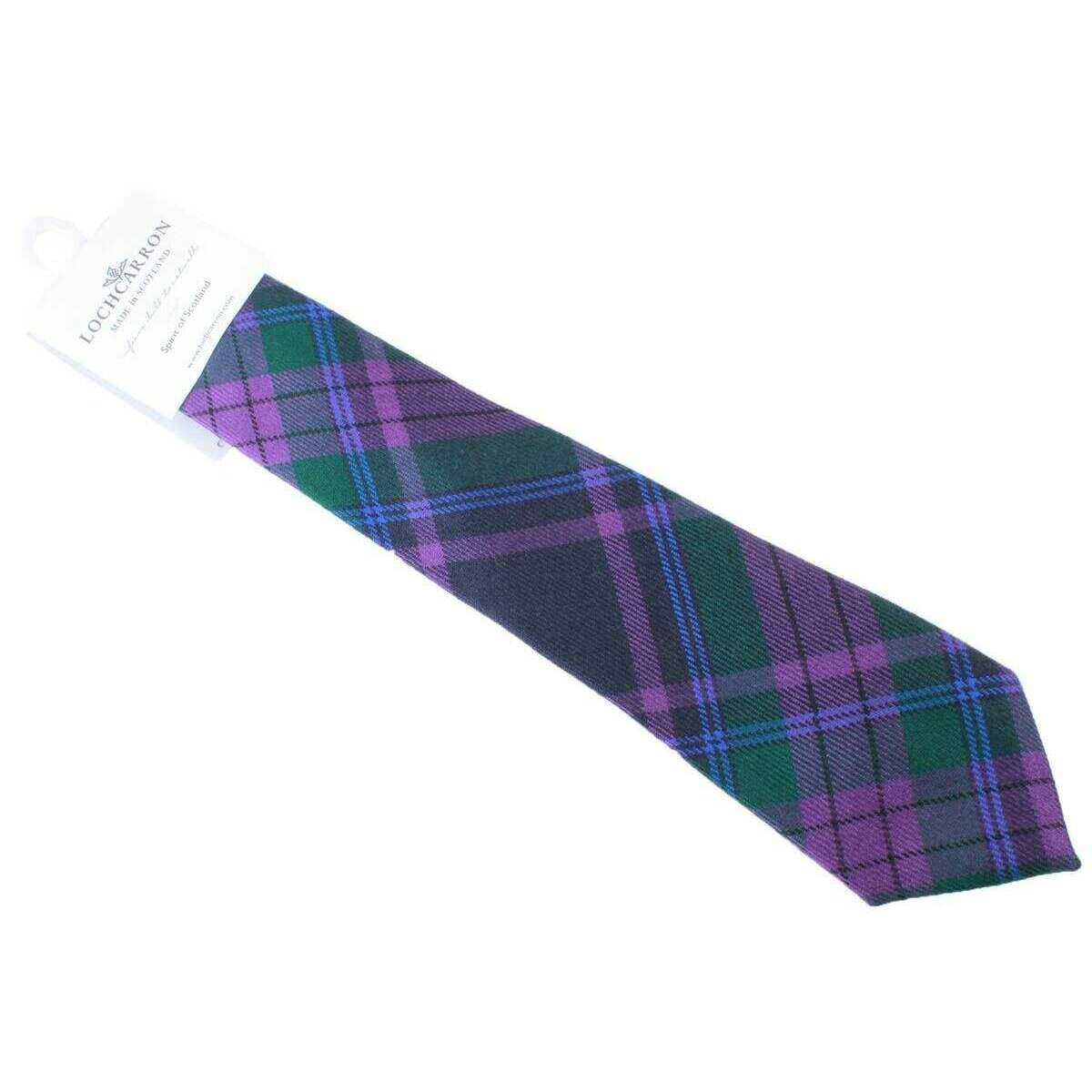 Locharron of Scotland Reiver Spirit of Scotland Modern Tartan Tie - Green/Lilac Purple - Image 3
