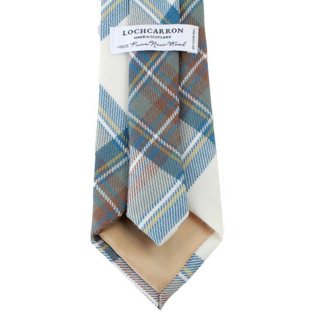 Locharron of Scotland Reiver Stewart Blue Dress Tartan Tie - White/Blue/Brown - Image 2
