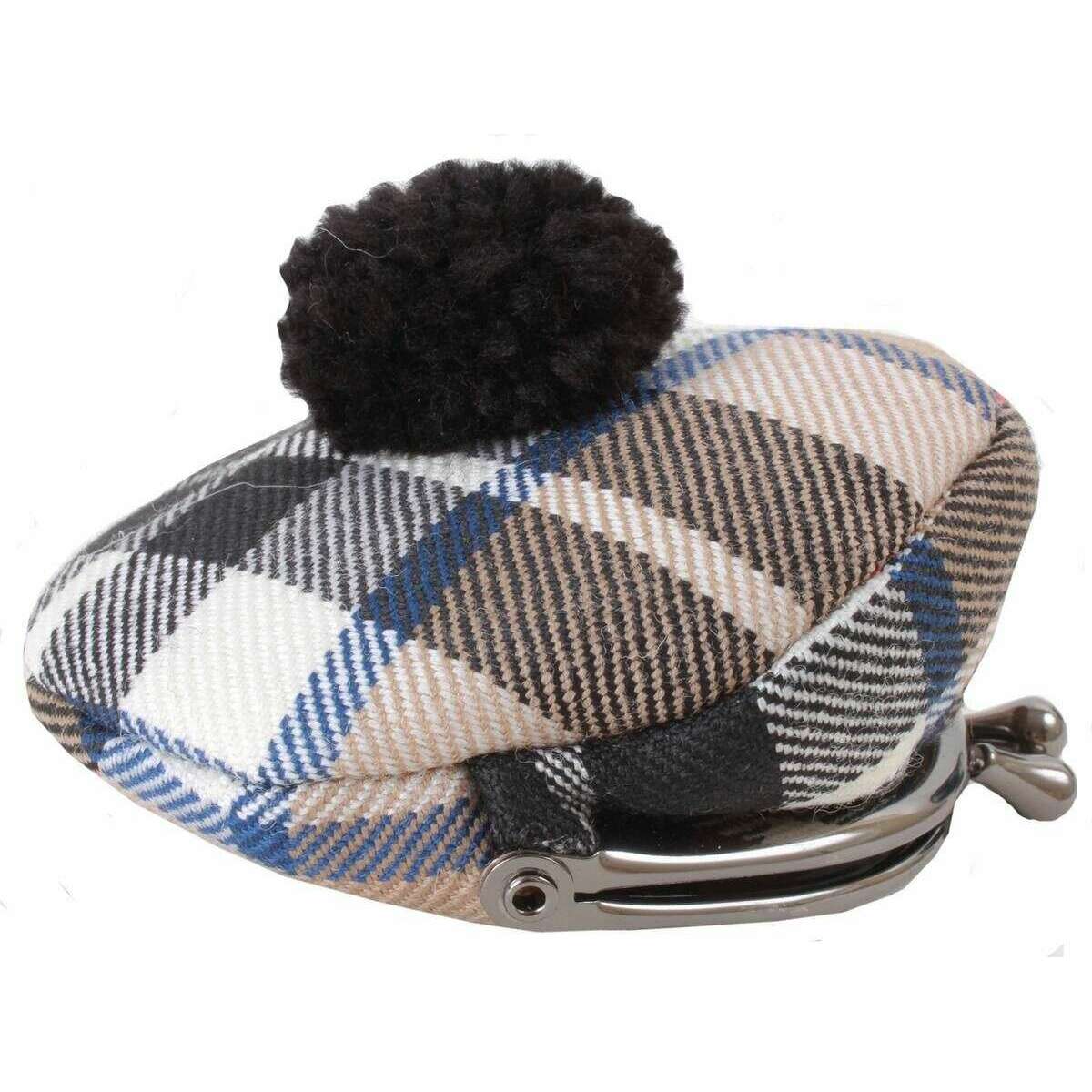 Locharron of Scotland Reiver Thomson Modern Tam Coin Purse - Beige/Black/Blue
