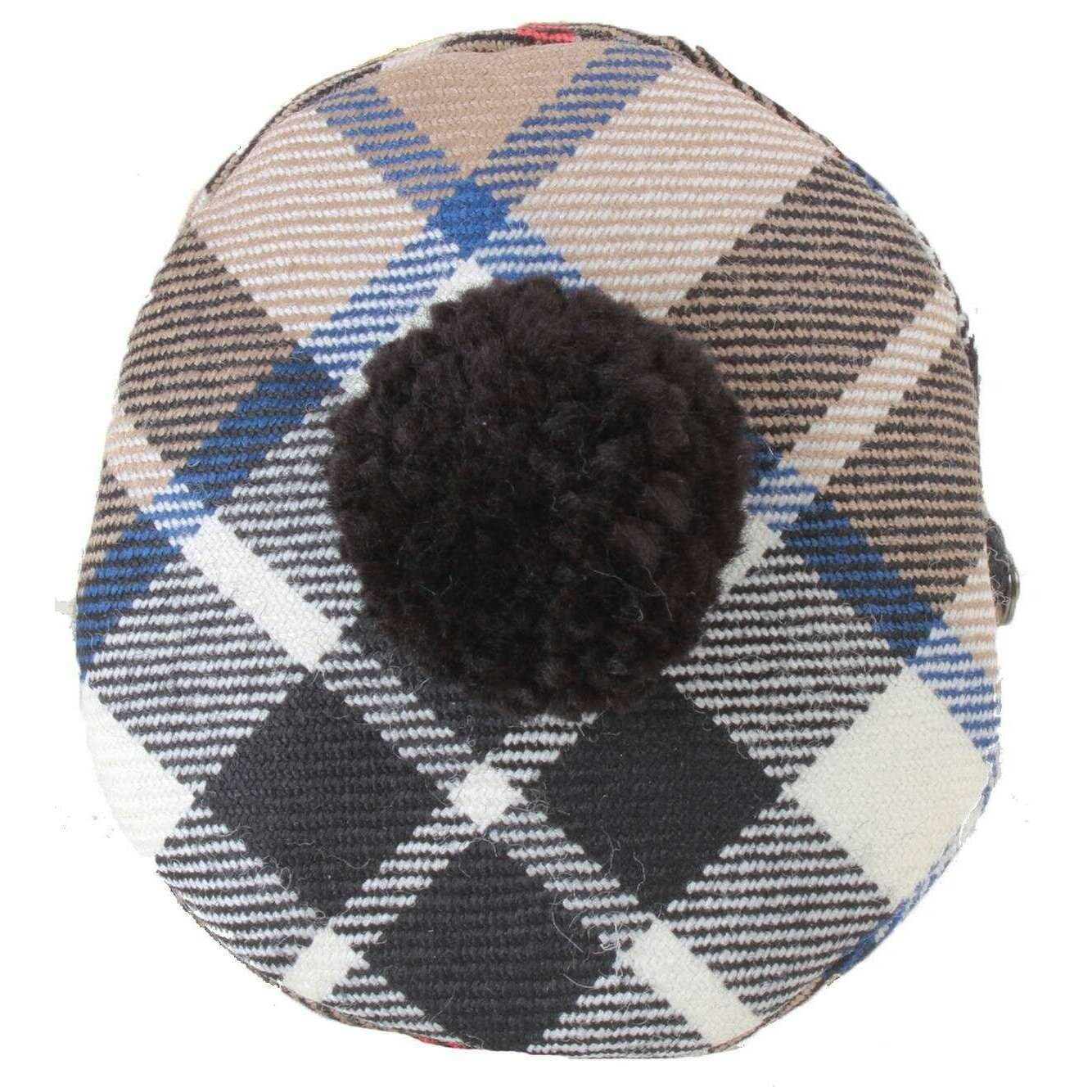 Locharron of Scotland Reiver Thomson Modern Tam Coin Purse - Beige/Black/Blue - Image 2