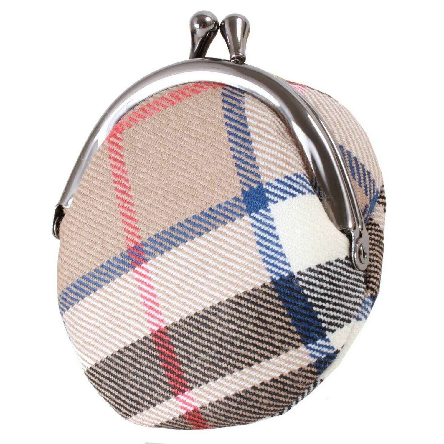 Locharron of Scotland Reiver Thomson Modern Tam Coin Purse - Beige/Black/Blue - Image 3