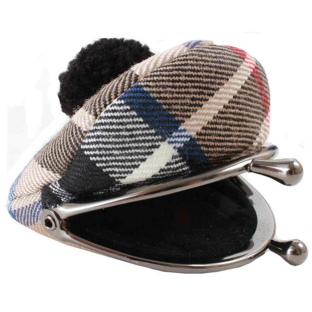 Locharron of Scotland Reiver Thomson Modern Tam Coin Purse - Beige/Black/Blue - Image 4