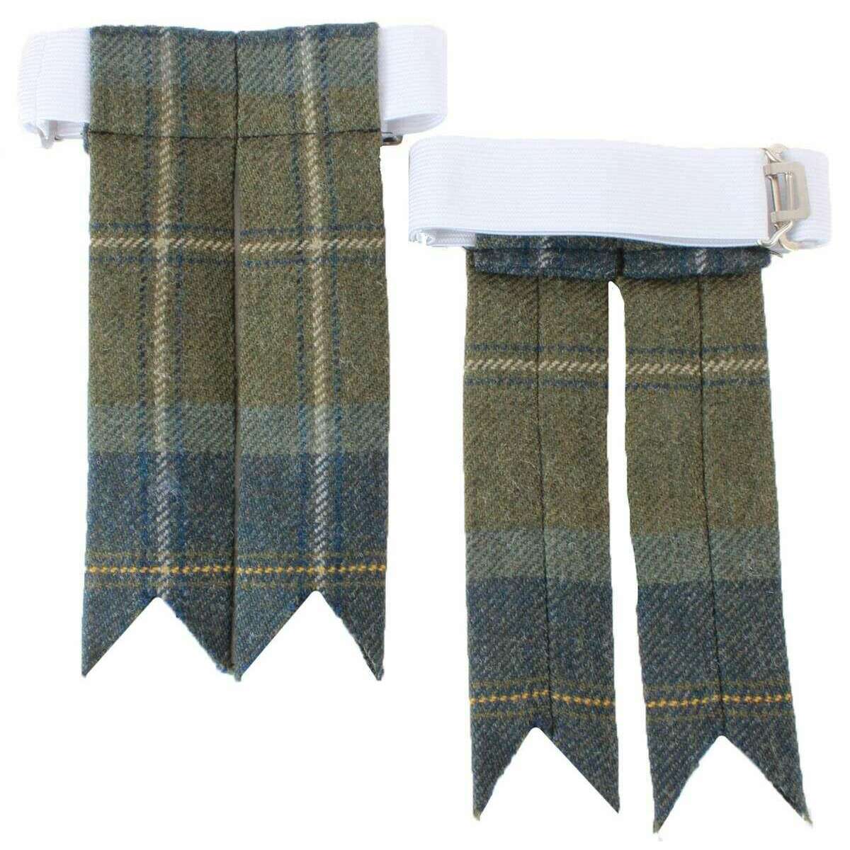 Locharron of Scotland Selkirk Scottish Borderland Tweed Tartan Flashes - Olive Green/Grey - Image 2
