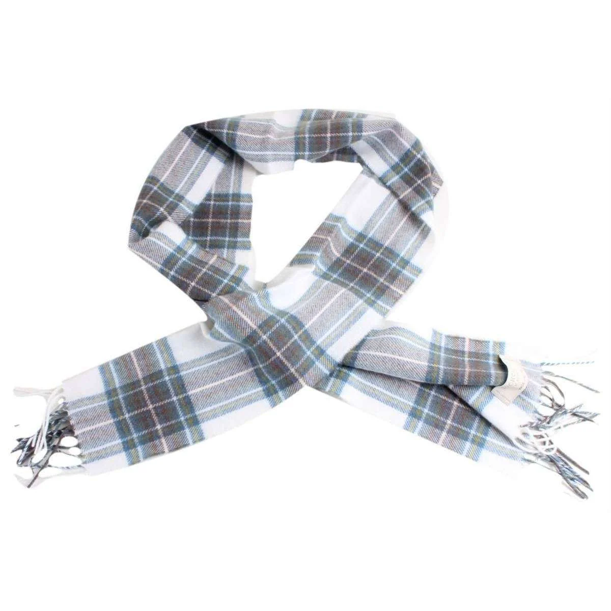 Locharron of Scotland Stewart Dress Lambwool Scarf - White/Blue/Yellow - Image 3