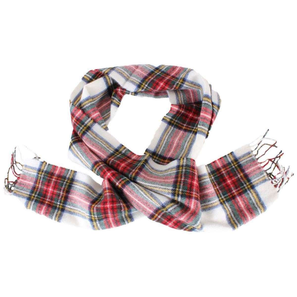 Locharron of Scotland Stewart Dress Modern Lambswool Scarf - White/Green/Red - Image 2