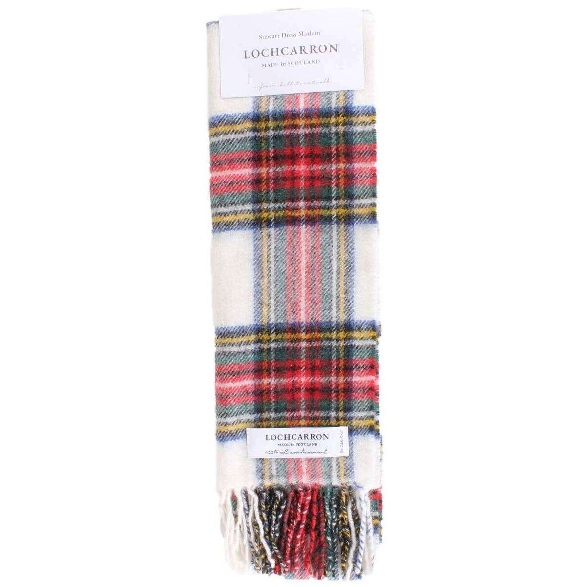 Locharron of Scotland Stewart Dress Modern Lambswool Scarf - White/Green/Red - Image 3