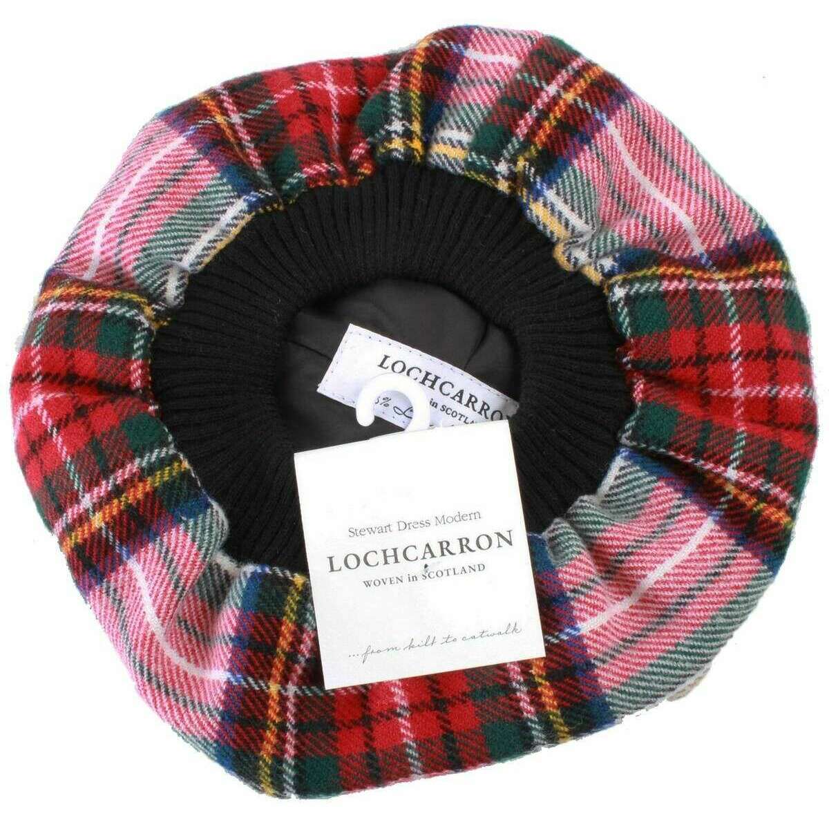 Locharron of Scotland Stewart Dress Modern Tartan  Brushed Wool Tam - Red/White/Blue - Image 2
