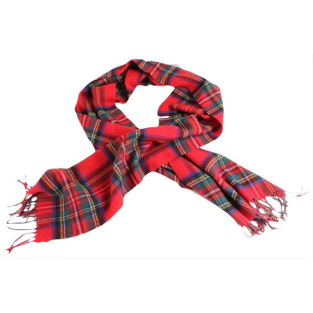 Locharron of Scotland Stewart Royal Modern Large Lambwool Scarf - Red/Navy/Yellow - Image 2