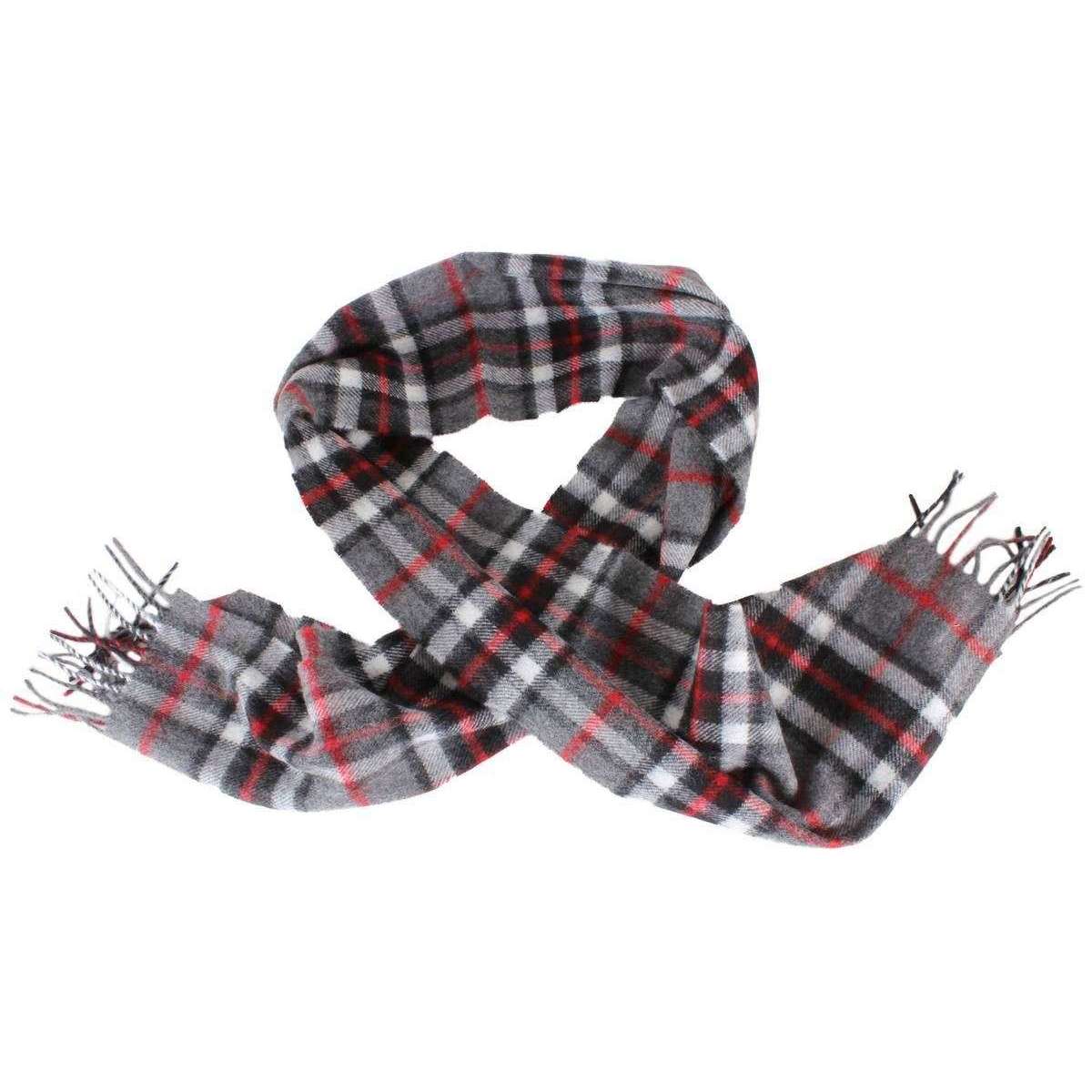 Locharron of Scotland Thompson Lambswool Scarf - Grey/Black/Red - Image 2