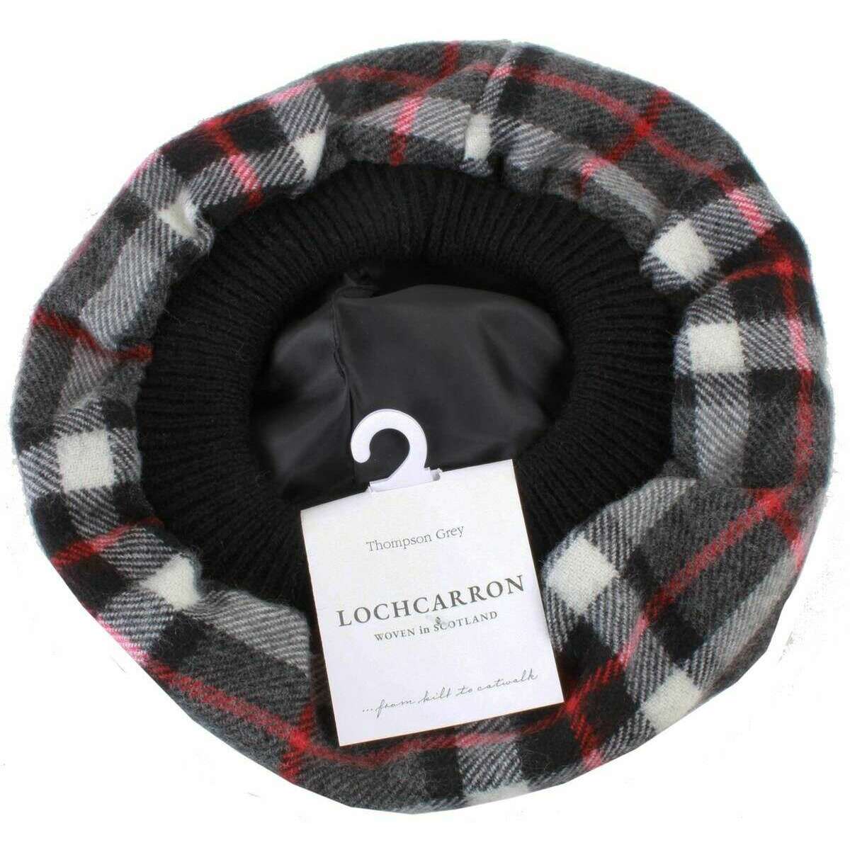 Locharron of Scotland Thomson Tartan Brushed Wool Tam - Grey/Red/White - Image 2