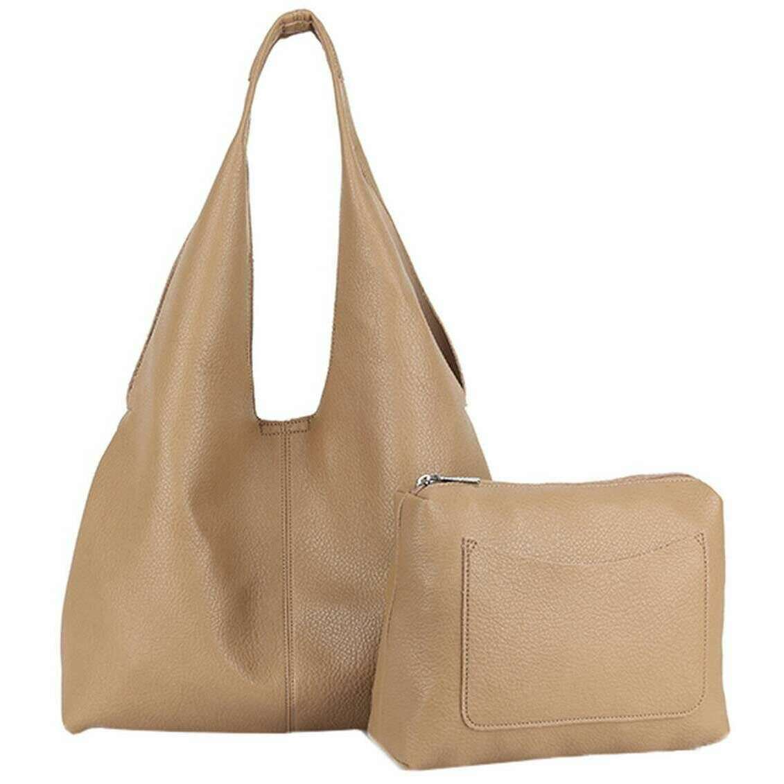 Long and Son Shoulder Bag and Pouch - Khaki Beige