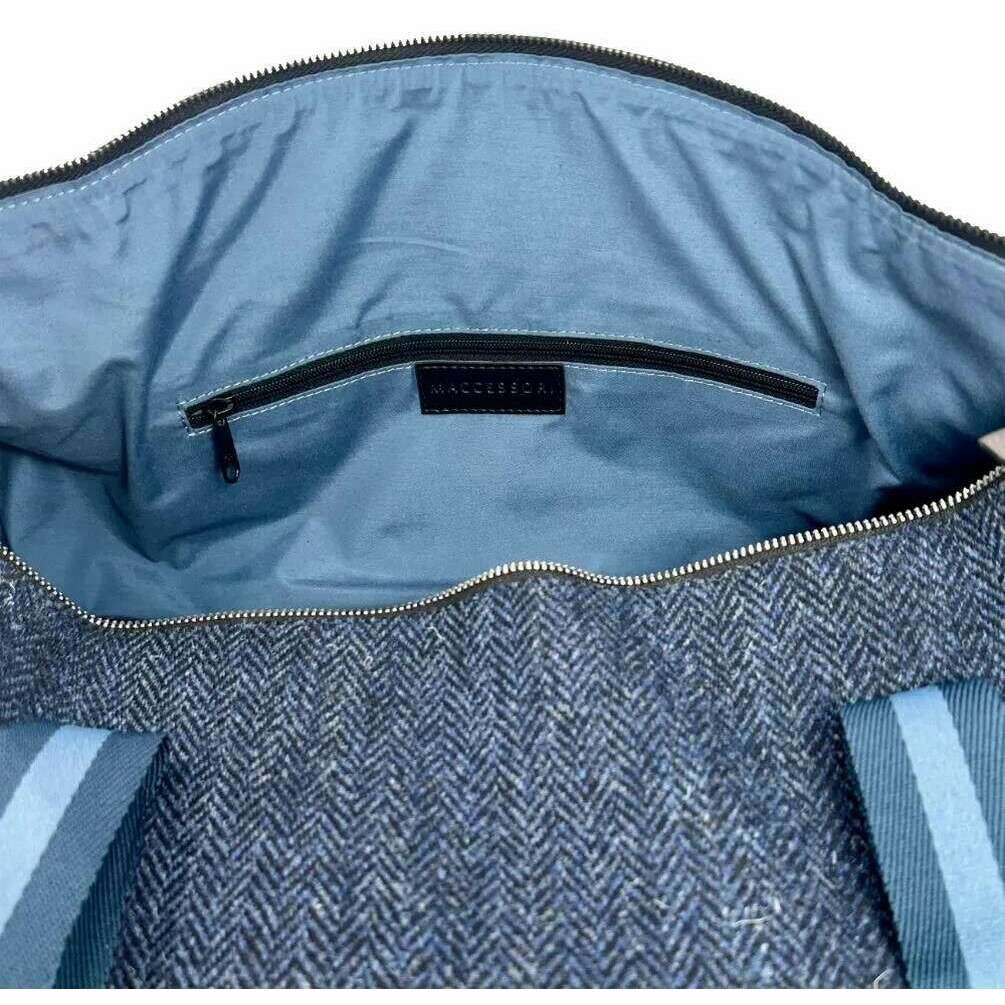 Maccessori Harris Tweed Barrel Holdall Bag - Navy - Image 6