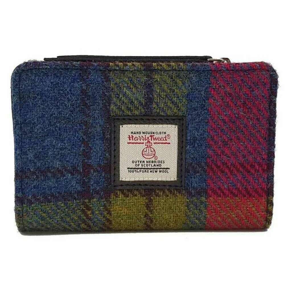 Maccessori Harris Tweed Medium Zip Purse - Pink/Blue