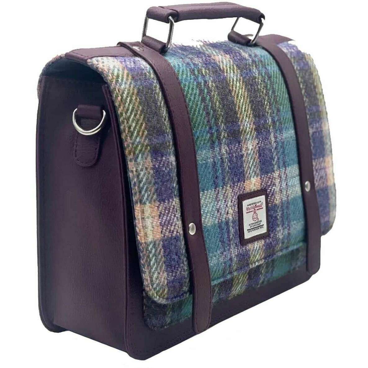 Maccessori Harris Tweed Messenger Bag - Purple/Green - Image 5