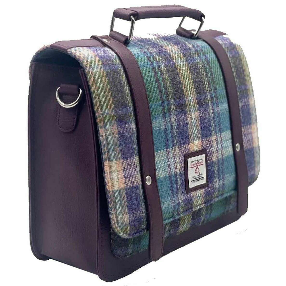 Maccessori Harris Tweed Mini Messenger Bag - Green/Purple - Image 5