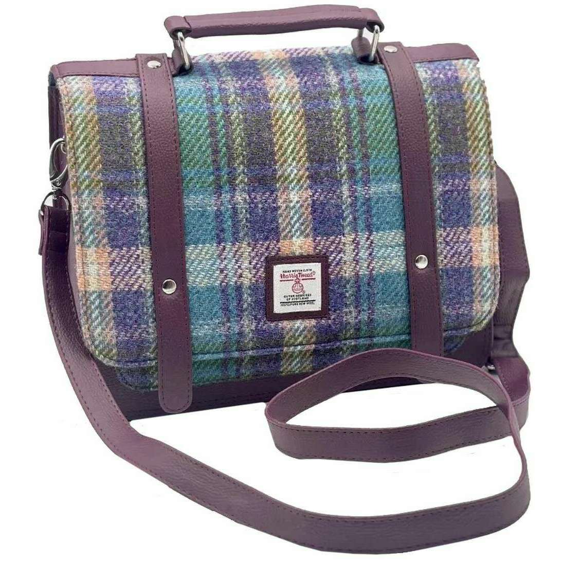 Maccessori Harris Tweed Mini Messenger Bag - Green/Purple - Image 6