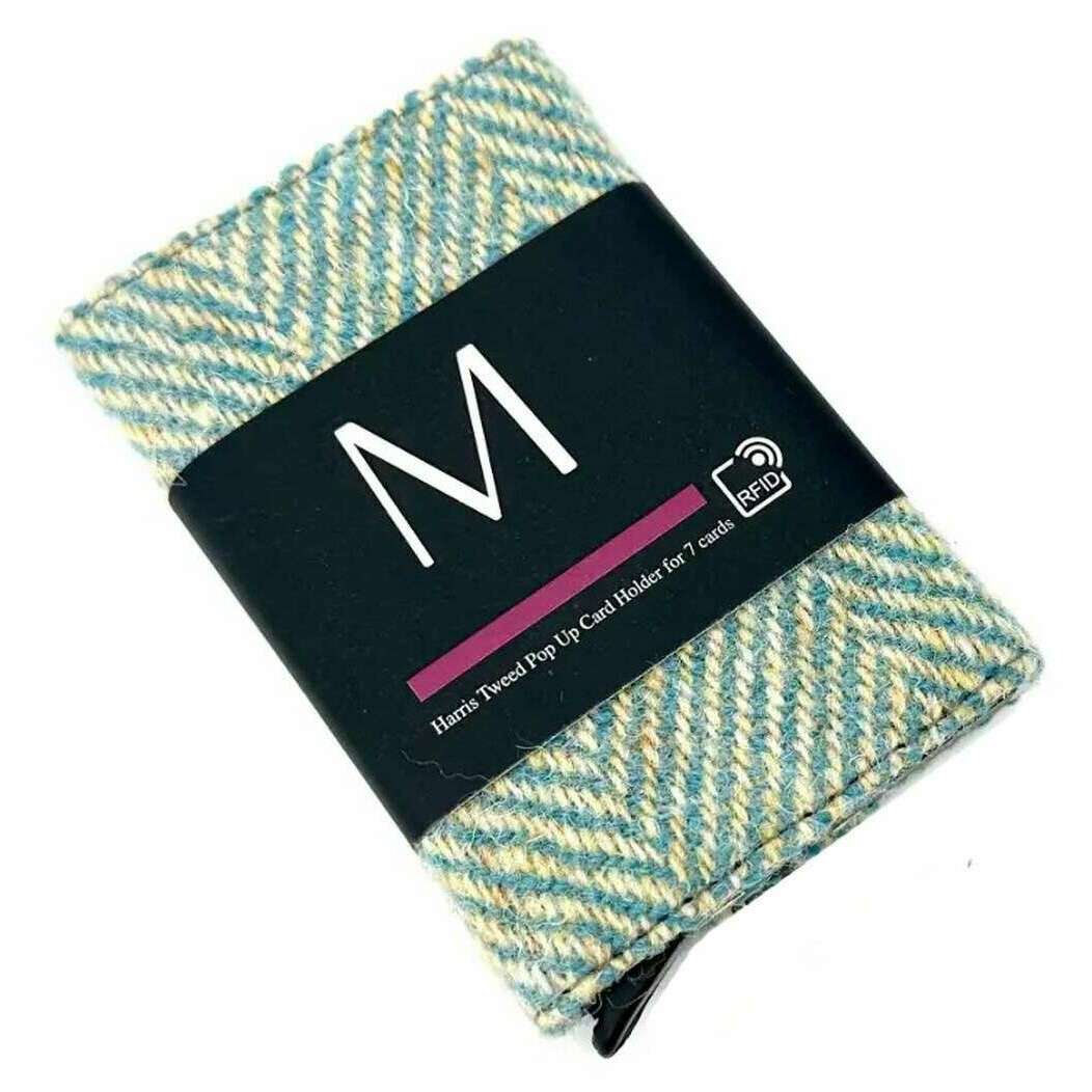 Maccessori Harris Tweed Pop Up Card Holder - Turquoise Blue - Image 4