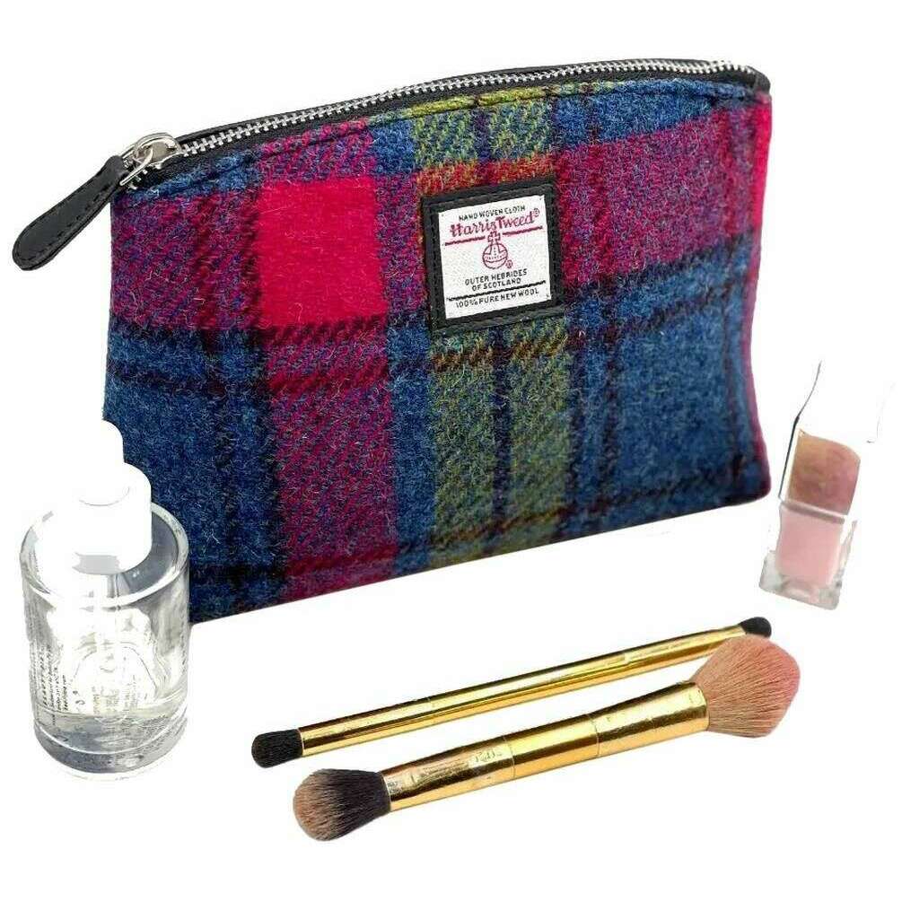 Maccessori Harris Tweed Small Cosmetic Pouch - Pink/Blue - Image 2
