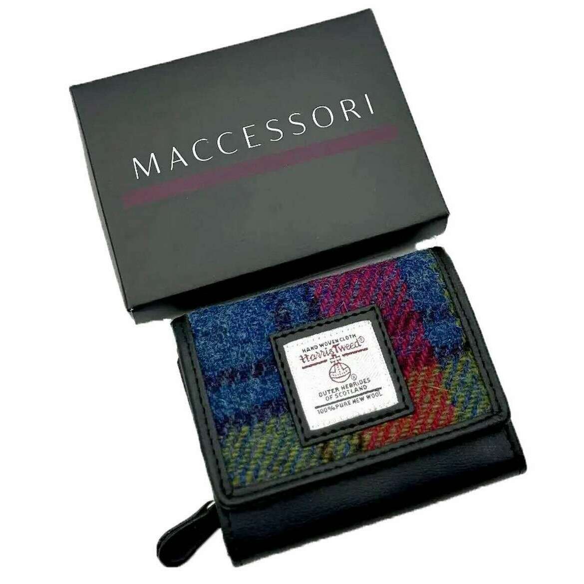 Maccessori Harris Tweed Trifold Purse - Pink/Blue - Image 5