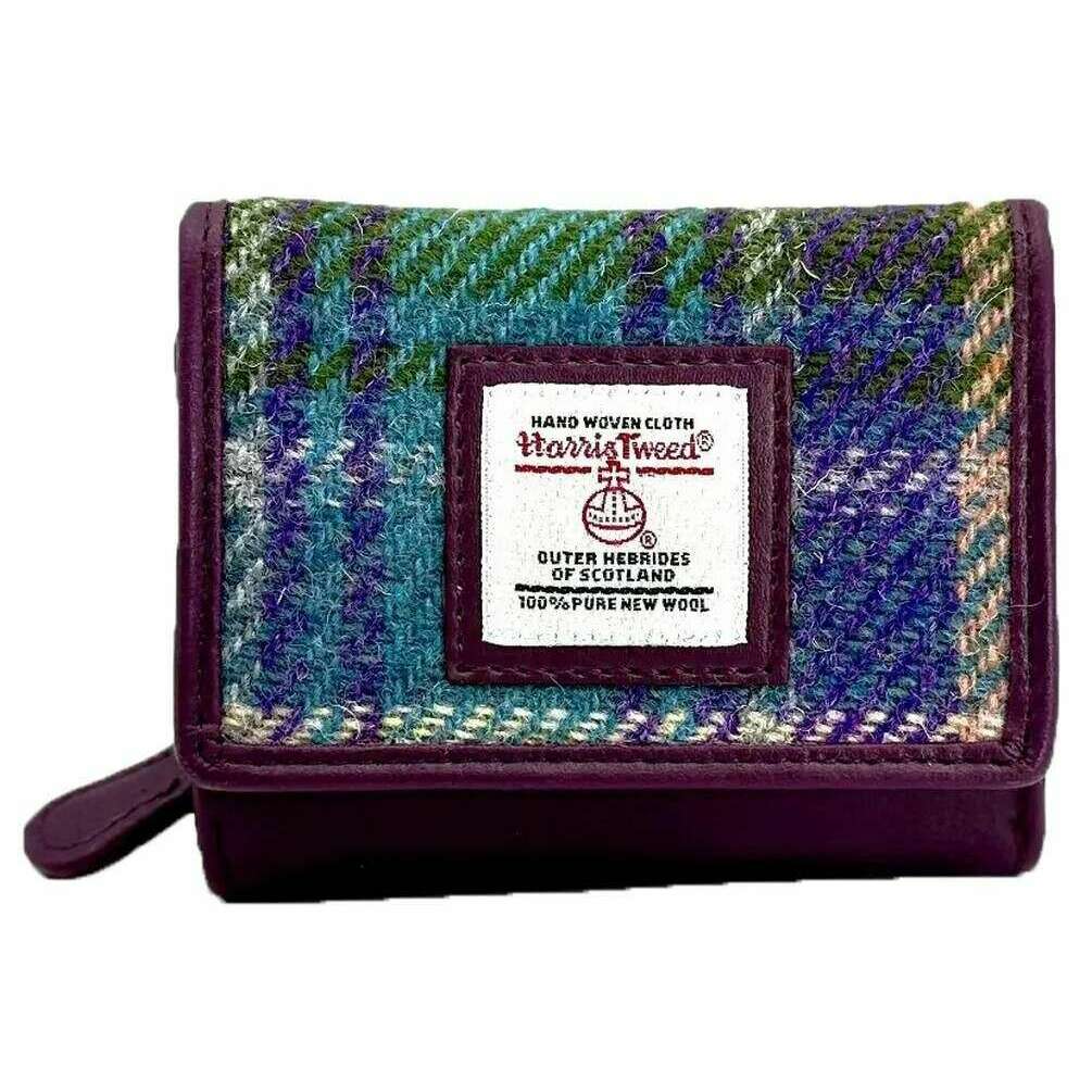 Maccessori Harris Tweed Trifold Purse - Purple/Green
