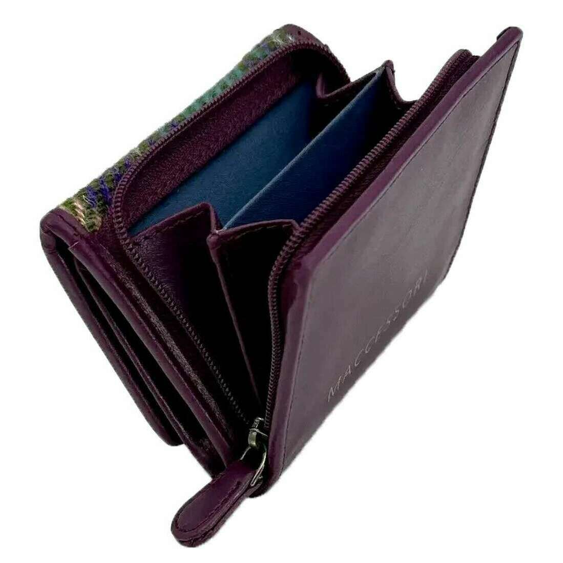 Maccessori Harris Tweed Trifold Purse - Purple/Green - Image 4