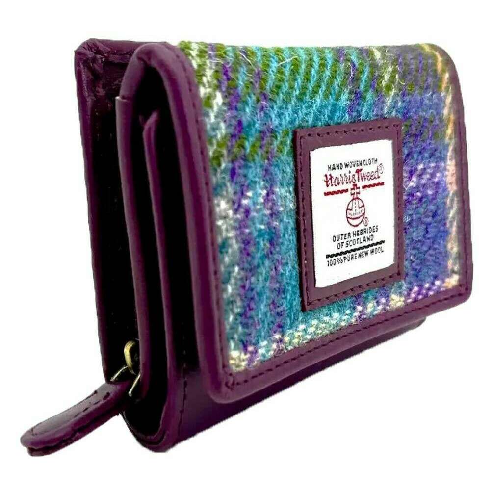 Maccessori Harris Tweed Trifold Purse - Purple/Green - Image 5