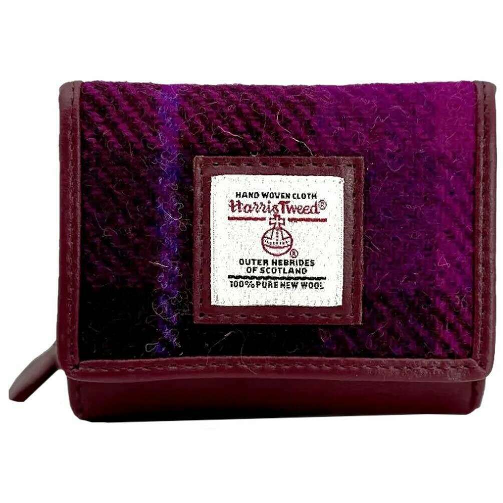 Maccessori Harris Tweed Trifold Purse - Purple/Pink
