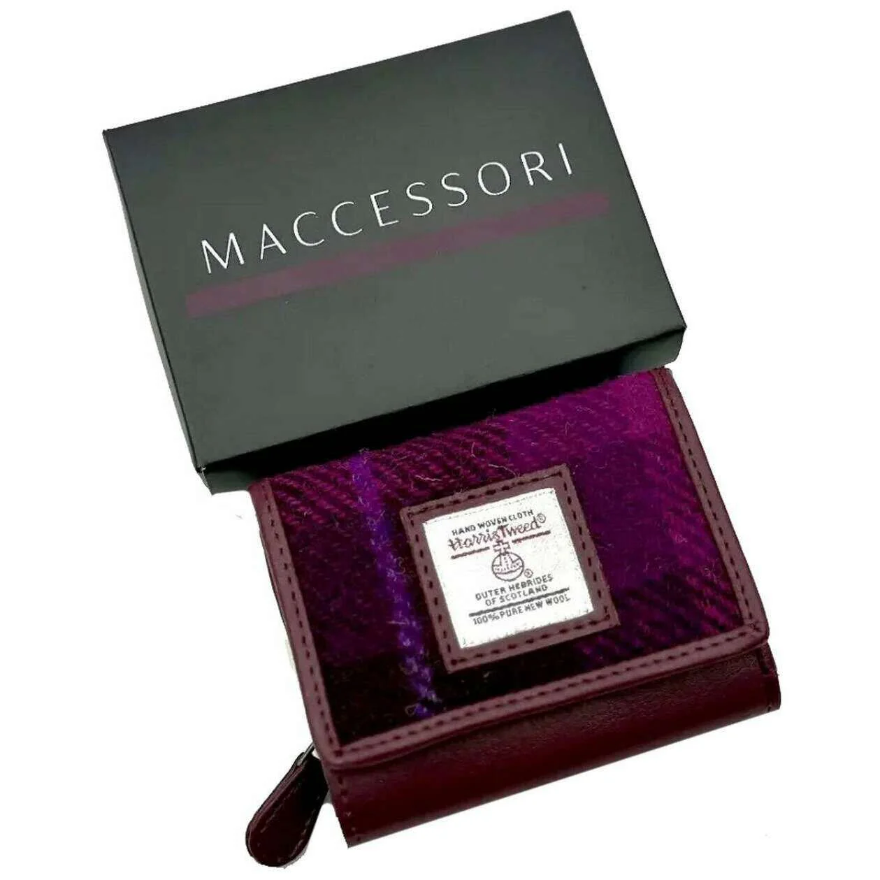 Maccessori Harris Tweed Trifold Purse - Purple/Pink - Image 6