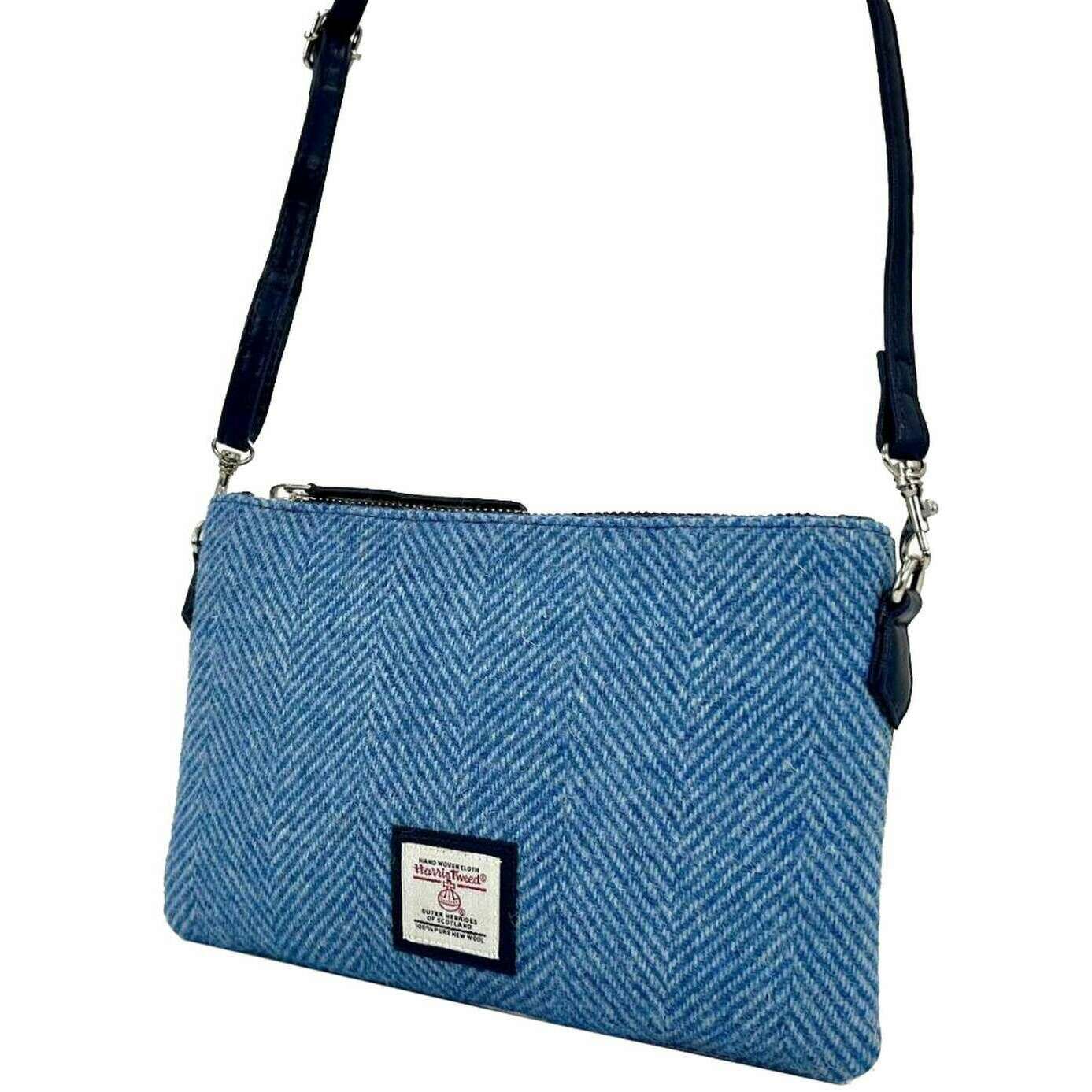 Maccessori Harris Tweed Zip Clutch Bag - Sky Blue - Image 4