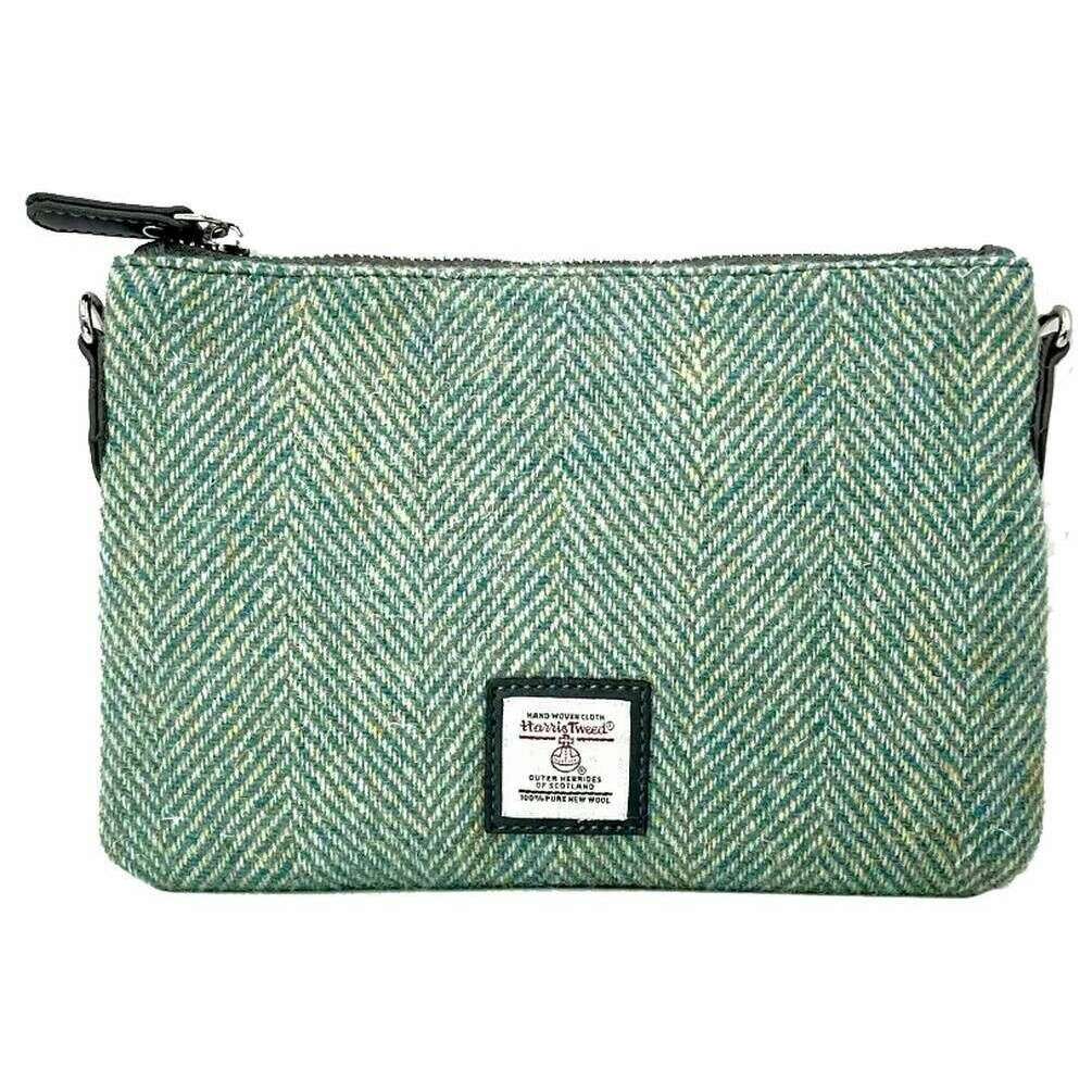 Maccessori Harris Tweed Zip Clutch Bag - Turquoise Blue