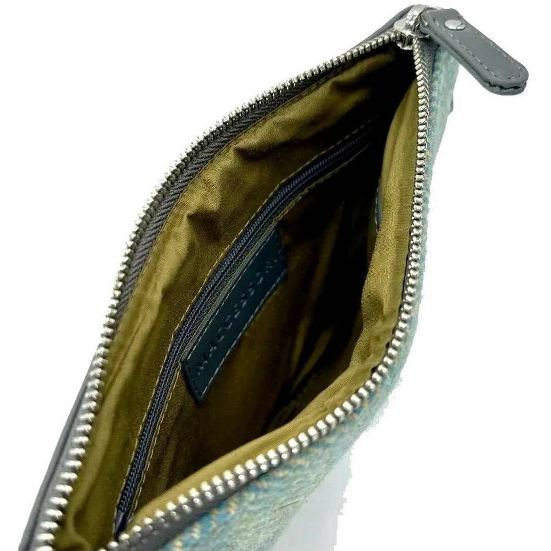 Maccessori Harris Tweed Zip Clutch Bag - Turquoise Blue - Image 3