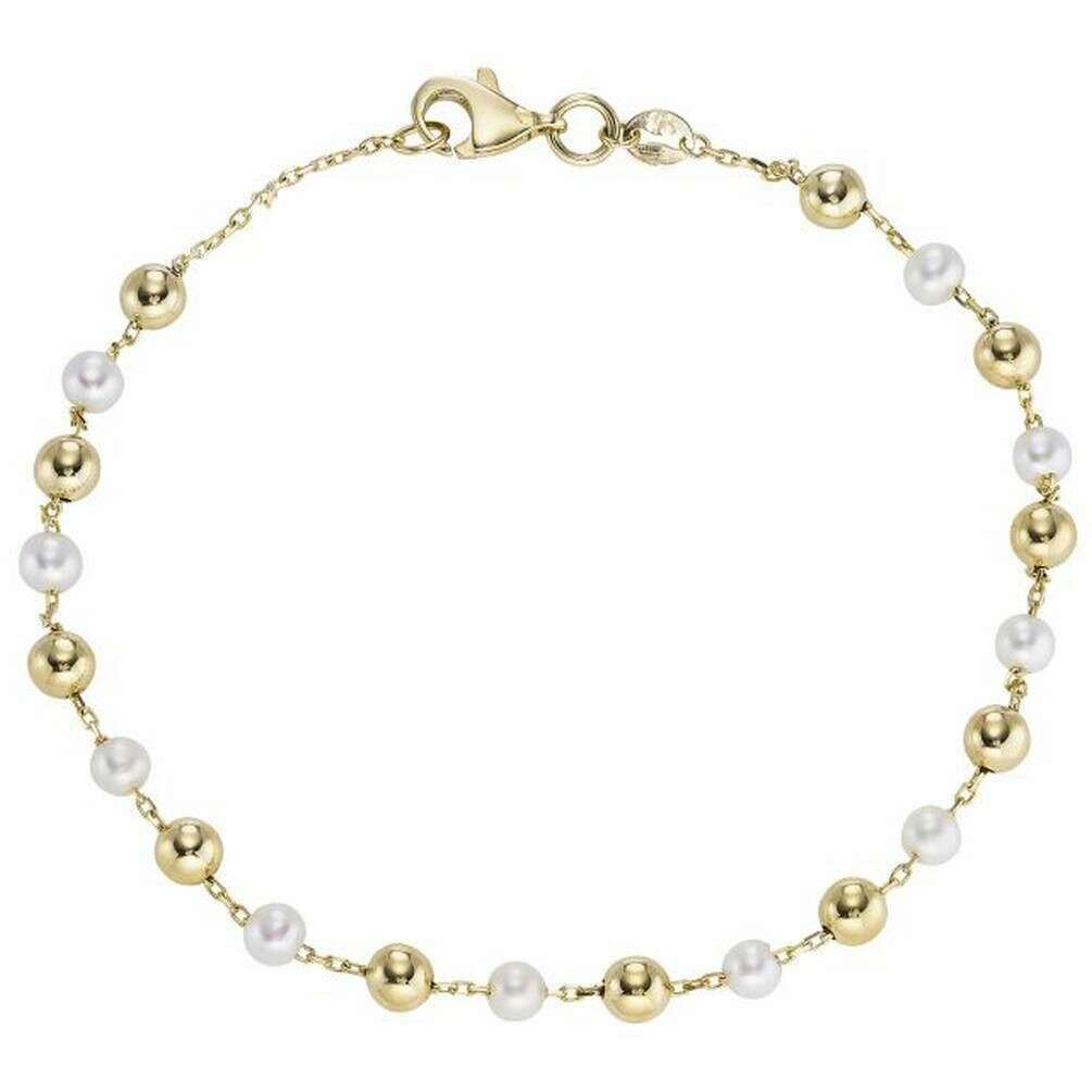 Mark Milton Ball and Pearl Bracelet - Yellow Gold/White