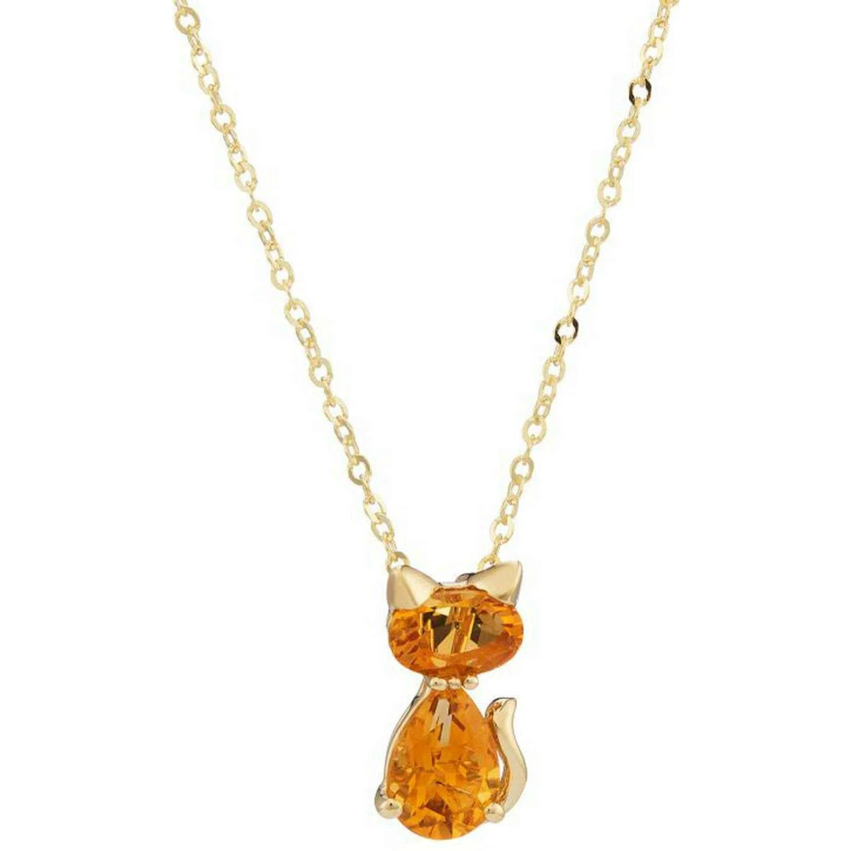 Mark Milton Citrine Cat Pendant - Yellow Gold/Orange