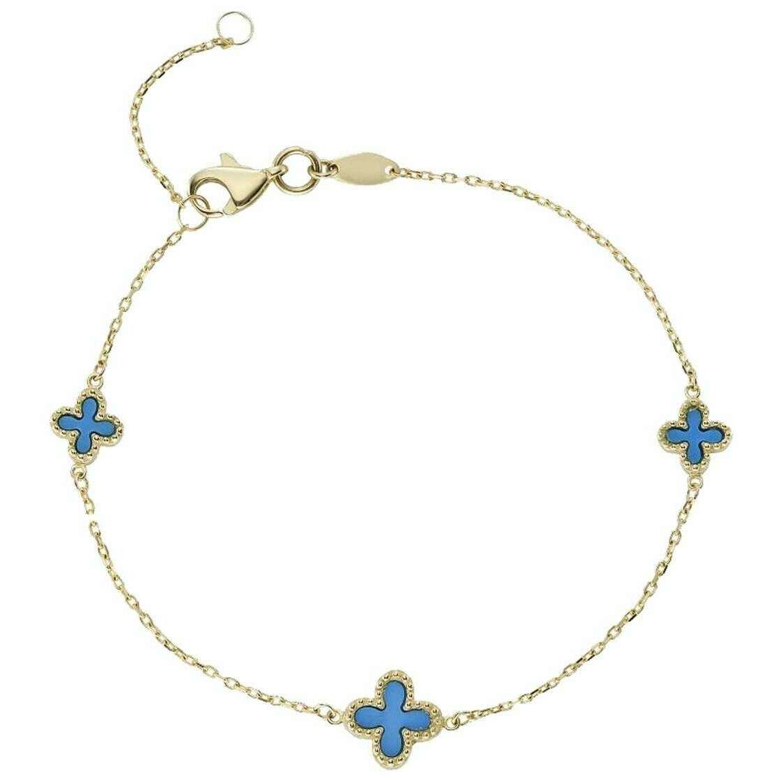 Mark Milton Cross Bracelet - Yellow Gold/Turquoise Blue