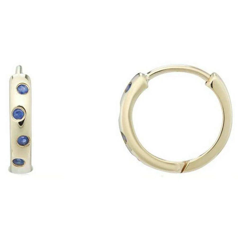 Mark Milton Diamond and Sapphire Hoop Earrings - Yellow Gold/Blue