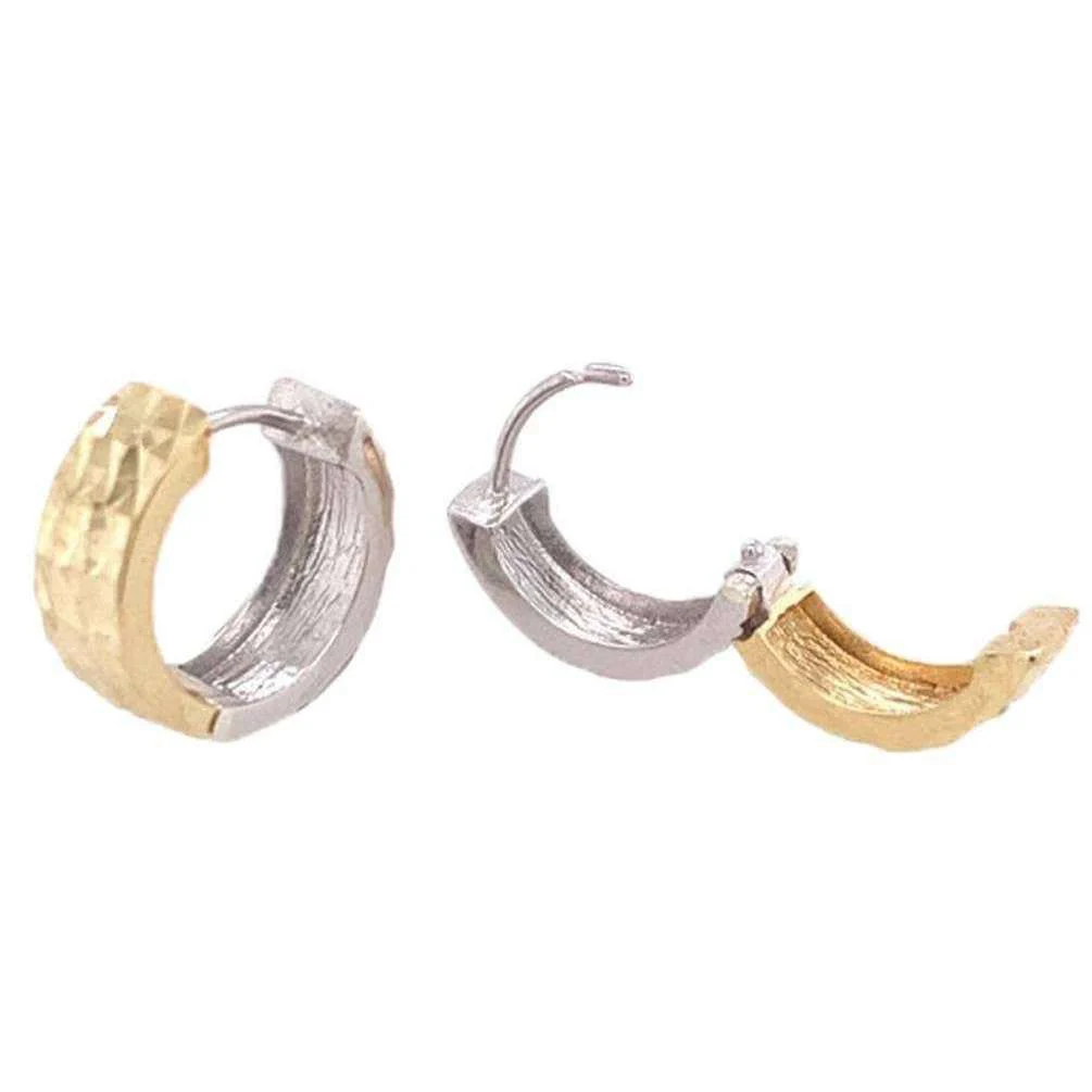 Mark Milton Hammered Hoop Earrings - Yellow Gold/White Gold - Image 3