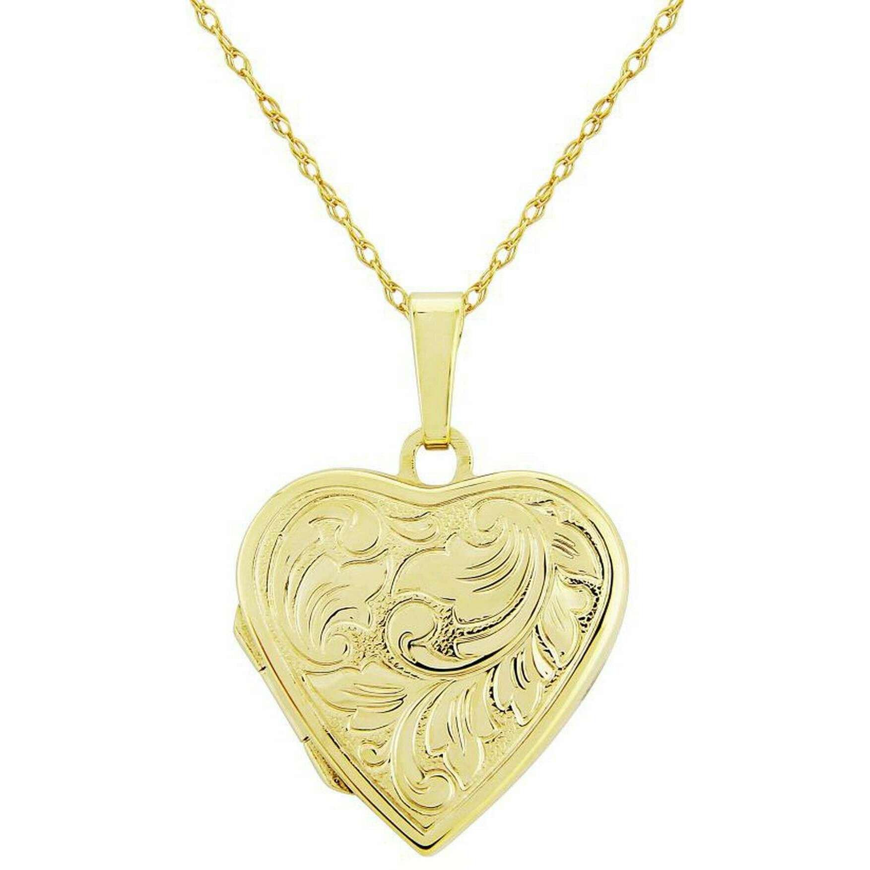 Mark Milton Heart Embossed Locket Necklace - Yellow Gold