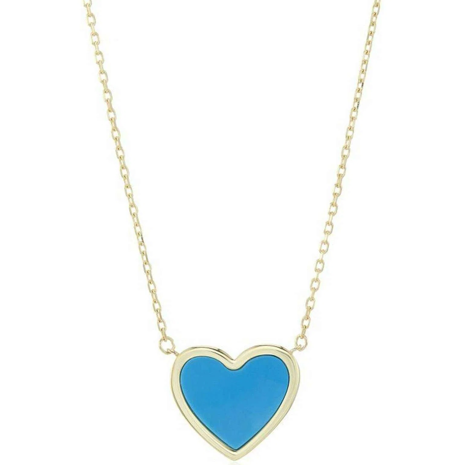 Mark Milton Heart Necklace - Yellow Gold/Turquoise Blue