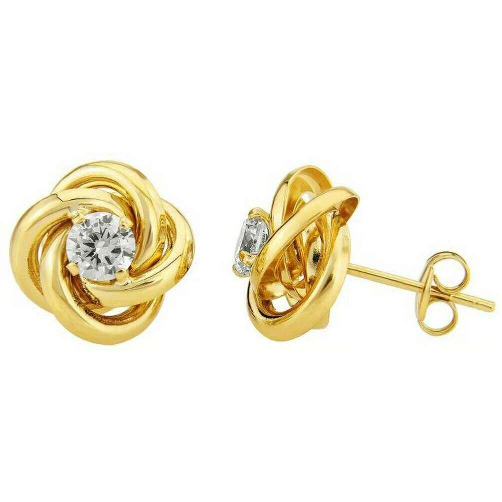 Mark Milton Knot Cubic Zirconia Earrings - Yellow Gold