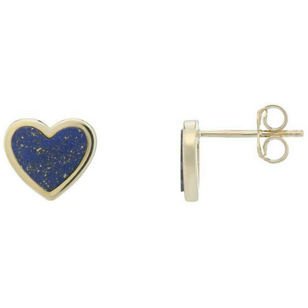 Mark Milton Lapis Heart Earrings - Yellow Gold/Blue