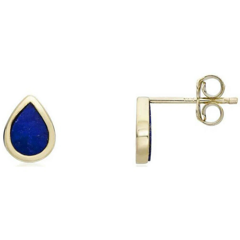 Mark Milton Lapis Pear Stud Earrings - Yellow Gold/Blue