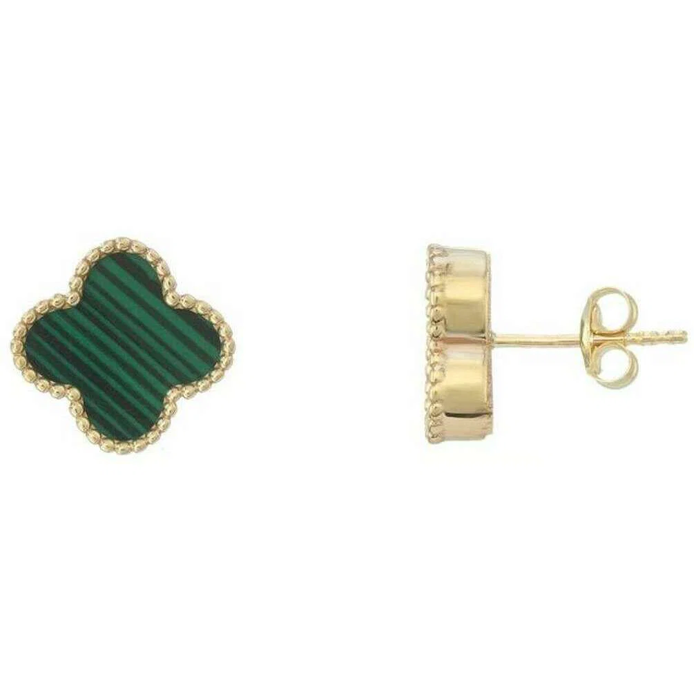 Mark Milton Malachite Flower Earrings - Yellow Gold/Green