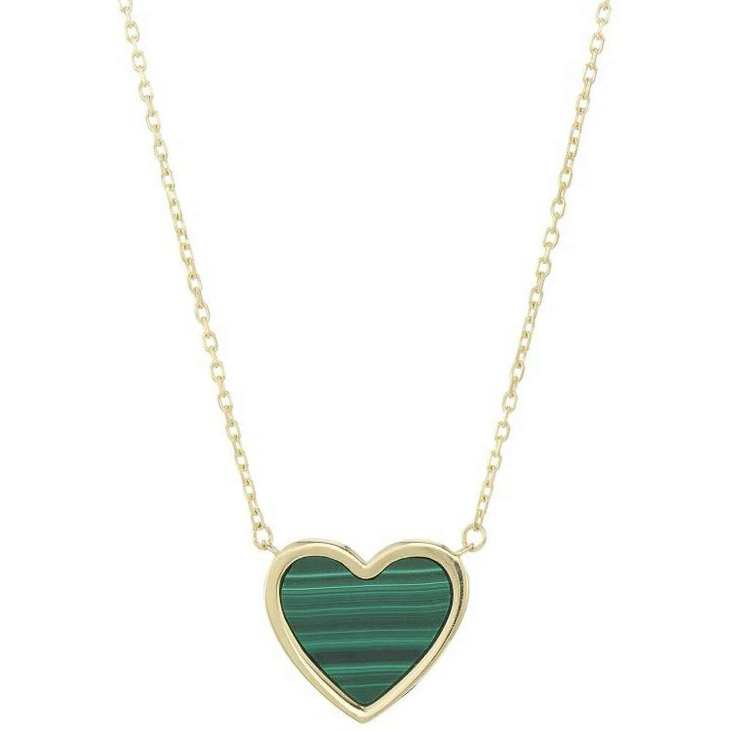 Mark Milton Malachite Heart Necklace - Yellow Gold/green